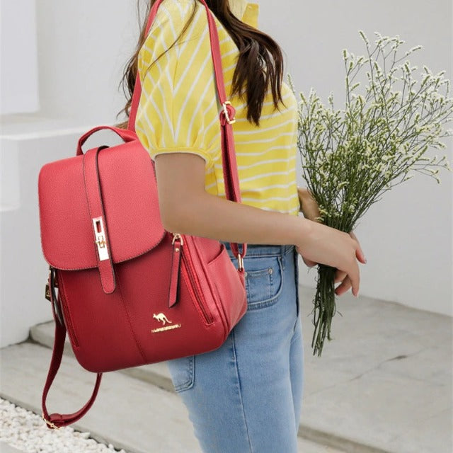 Sac À Dos Femme en Cuir Rouge