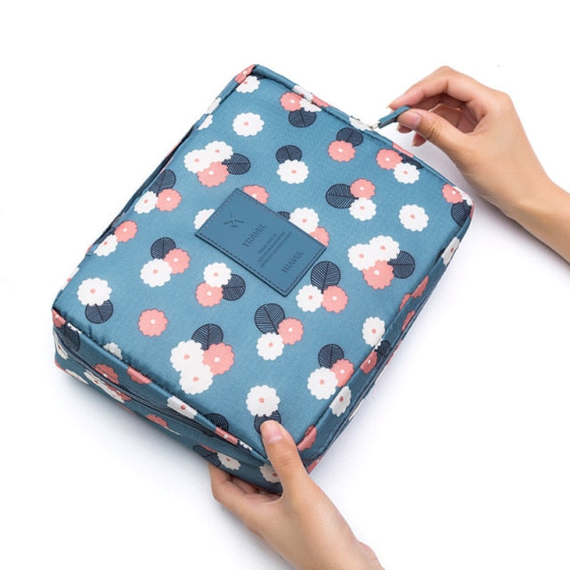 Trousse de Toilette Fleurs Bleu