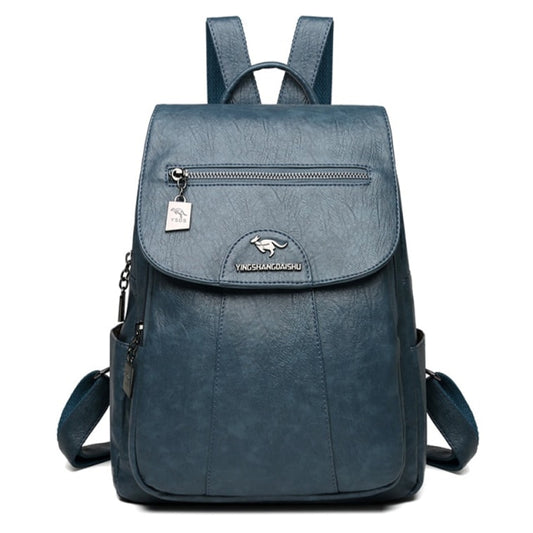 Sac Cartable en Cuir Femme Bleu Gris