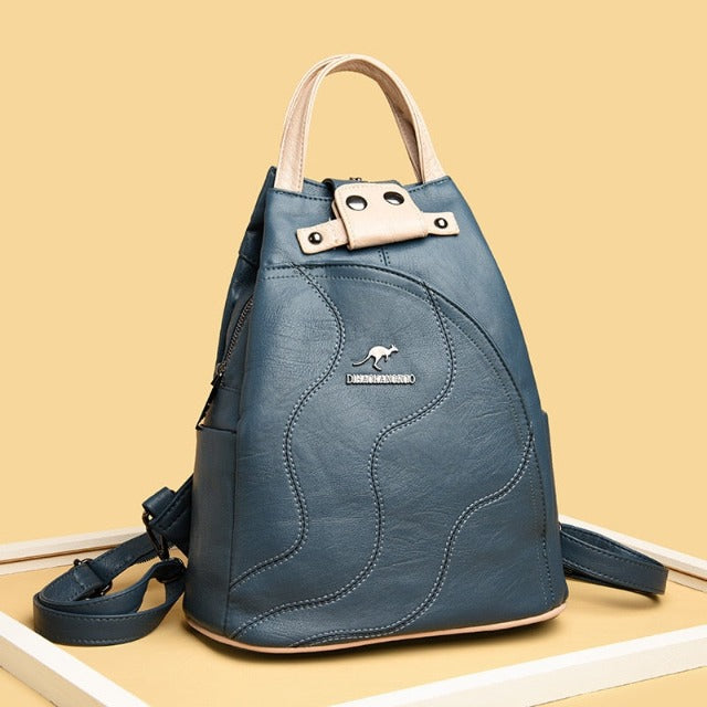 Sac En Cuir Bandoulière Femme Bleu Gris