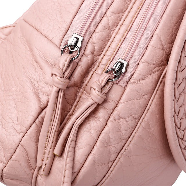 Sac À Dos Chat en Cuir Cartable Femme Mignon Rose