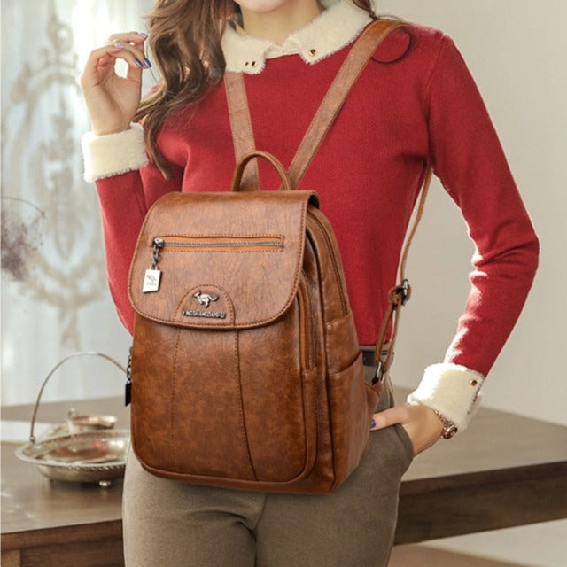 Sac Cartable en Cuir Femme Marron