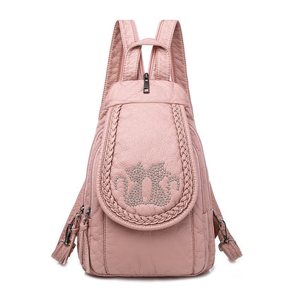 Sac À Dos Chat en Cuir Cartable Femme Mignon Rose